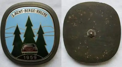 seltene emaillierte DDR Automobil Plakette 3.Acht Berge Rallye 1959 (147326)