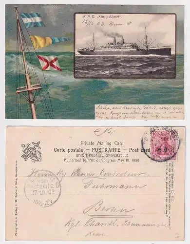 05031 Ak Reichspostdampfer "König Albert" MSP Ostasiatische Hauptlinie1903