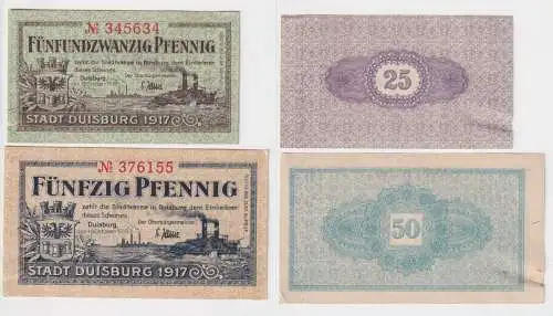 2 Banknoten Notgeld Stadt Duisburg 18.10.1919 (169087)