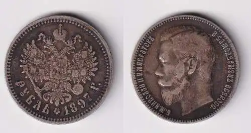 1 Rubel Silber Münze Russland Zar Nikolaus 1897 f.ss (168348)