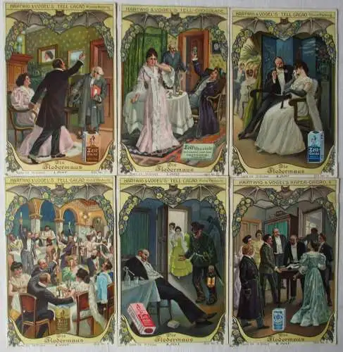 Hartwig & Vogel Kaufmannsbilder "Die Fledermaus" Serie 69 komplett (7/134005)