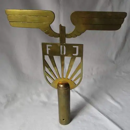 DDR Fahnenspitze FDJ Freie Deutsche Jugend mit Flügelrad Messing (161872)