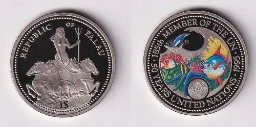 1 Dollar Farbmünze Palau 50 Years United Nations 1995 (154239)
