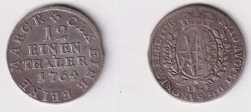 1/12 Taler Silber Münze Sachsen 1764 IFoF ss (150393)
