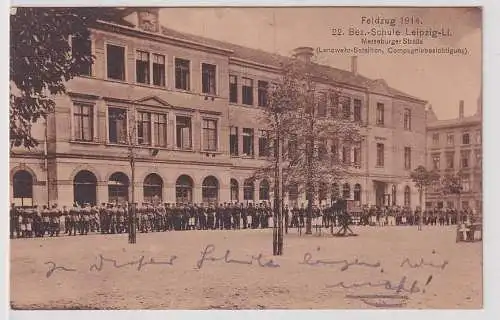 39130 Feldpost Ak 22.Bezirks Schule Leipzig Lindenau Merseburger Straße 1915