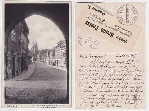 33756 Feldpost Ak Saalfeld an der Saale Blick durch das obere Tor 1915