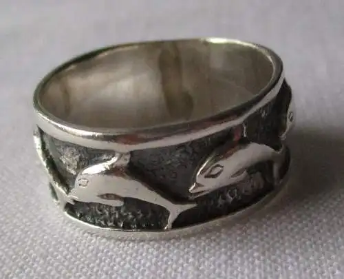 eleganter breiter Silber Damen Ring 5 Delphinen (167677)
