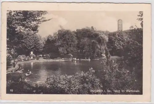 93622 Ak Burgstädt Teich im Wettinhain 1941