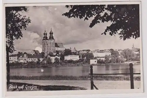 905124 Feldpost Ak Blick auf Gnesen Gniezno 1944