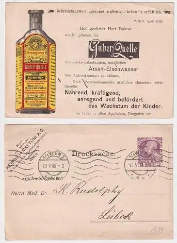 72763 Ganzsache Österreich 1909 mit Reklame "Guber Quelle" Arsen Eisenwasser