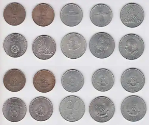 10 x DDR Gedenk Münzen 5, 10 und 20 Mark Buchenwald, Schiller, Grotewohl(160978)