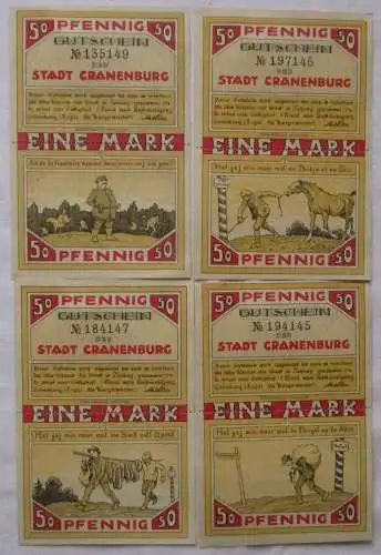 4 x 1 Mark Banknoten Notgeld Stadt Cranenburg 1921 (104070)