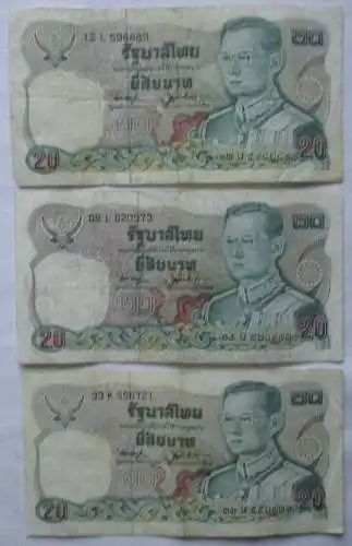 3 x 20 Baht Banknoten Thailand  (163100)