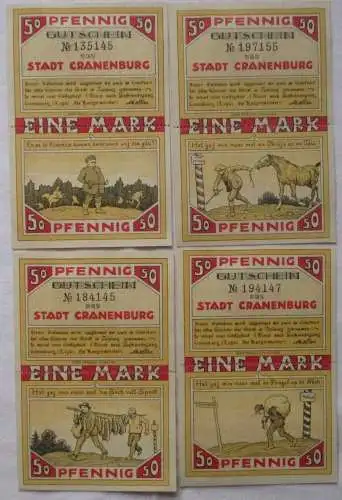 4 x 1 Mark Banknoten Notgeld Stadt Cranenburg 1921 (101062)