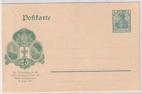21812 Privatganzsache Germania Silberhochzeit König Württemberg 8.April 1911