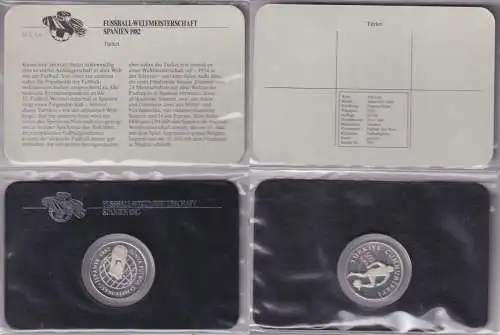 KMS Kursmünzensatz Fussball-WM Spanien 1982 Türkei 500 Lira Silber 1982 (106816)