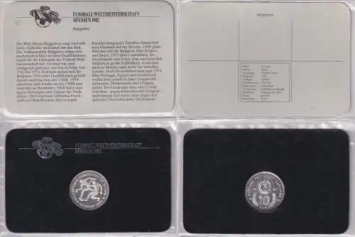 KMS Kursmünzensatz Fussball-WM Spanien 1982 Bulgarien 10 Lewa Silber (104368)