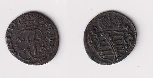 1 Heller Kupfer Münze Sachsen Coburg Saalfeld 1724 ss (101682)