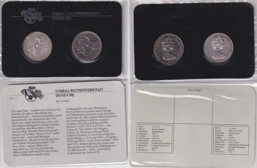 KMS Kursmünzensatz Fussball-WM Spanien 1982 Isle of Man 1 Crown Silber (102277)