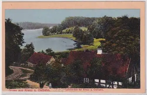 37639 Ak Gruss aus Kreuz a. Ostbahn. Krzyż Wielkopolski. Lubow-See 1915