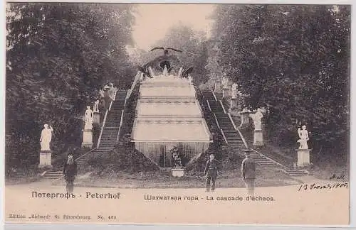 31637 Ak Petergof Schloss Peterhof Springbrunnen 'Schachbrettberg'  1905
