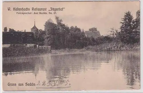 905866 Ak Gruß aus Seddin W.Kaltenbachs Restaurant "Jägerhof" 1909