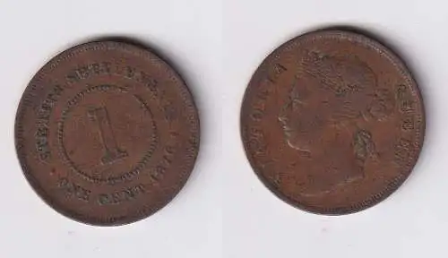 1 Cent Kupfer Münze Straits Settlements 1876 s/ss (146201)