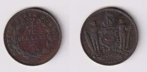 1 Cent Kupfer-Nickel Münze British North Borneo 1884 ss (144357)