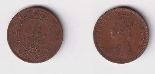 1/12 Anna Kupfer Münze Indien 1890 ss (158508)