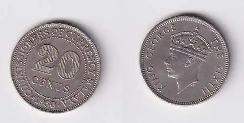 20 Cents Münze Malaya 1950 Georg VI. (134951)