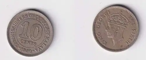 10 Cents Kupfer-Nickel Münze Malaya 1950 Georg VI. (146310)