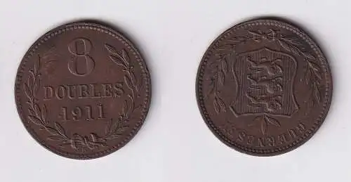 8 Doubles Kupfer Münze Guernsey 1911 vz (169780)