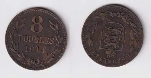 8 Doubles Kupfer Münze Guernsey 1914 ss/vz (169869)