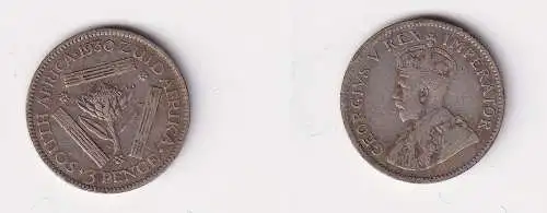 3 Pence Silber Kursmünze Südafrika 1930 ss (132612)