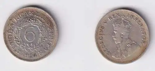 6 Pence Silber Kursmünze Südafrika 1924 f.vz (133918)