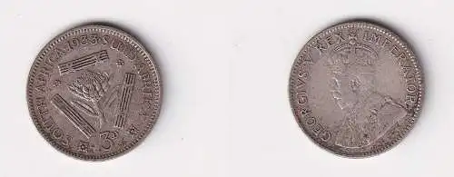 3 Pence Silber Kursmünze Südafrika 1933 ss (138198)