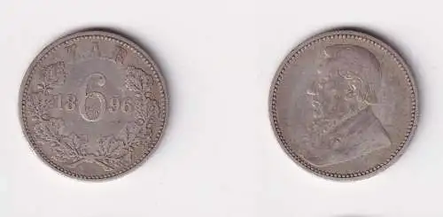 6 Pence Silber Kursmünze Südafrika 1896 ss (134971)