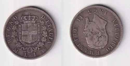 1 Lire Silber Münze Italien 1863 M ss (136918)