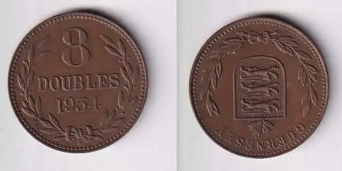 8 Doubles Kupfer Münze Guernsey 1934 vz (169842)
