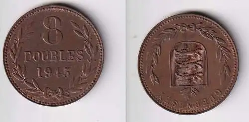 8 Doubles Kupfer Münze Guernsey 1945 vz (169907)