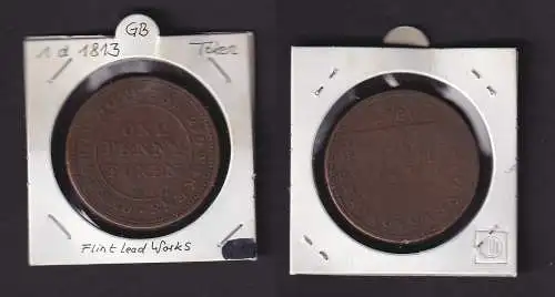 1813 Großbritannien 1 Penny 240 Tokens Flint Lead Works Medaille (155581)