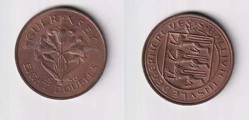 8 Doubles Kupfer Münze Guernsey 1956 vz/Stgl. (169787)