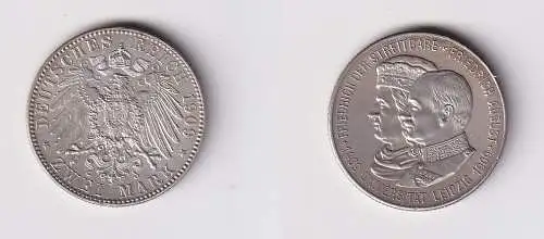 2 Mark Silber Münze Sachsen Universität Leipzig 1909 vz/Stgl. (160157)