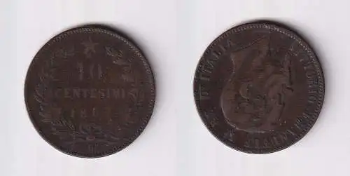 10 Centesimi Kupfer Münze Italien 1867 H s/ss (100626)