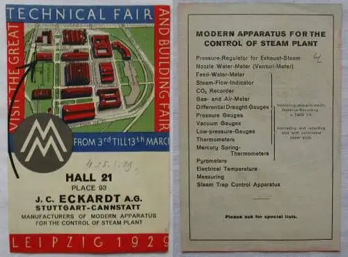 Original Reklame Technical Fair J.C. Eckardt AG Stuttgart-Cannstatt 1929 /167569