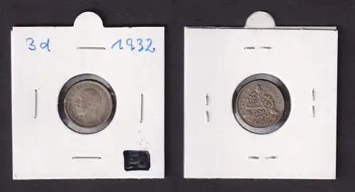 3 Pence Silber Münze Großbritannien Georg V. 1932 ss (161166)