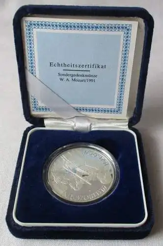 100 Schilling Silber Münze Österreich Mozart 1991 PP OVP (157966)