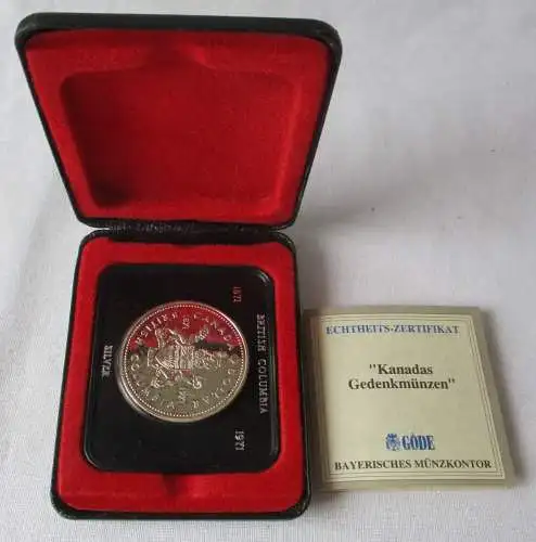 1 Dollar Silber Münze Kanada Wappen British Columbia 1971 im Etui (158168)