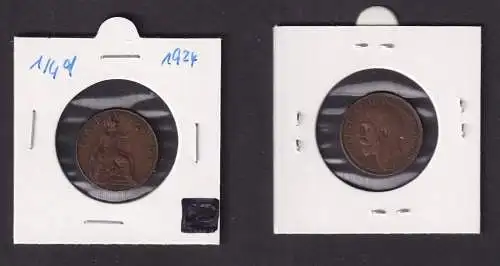 1 Farthing Kupfer Münze Großbritannien 1924 Georg V. (163511)
