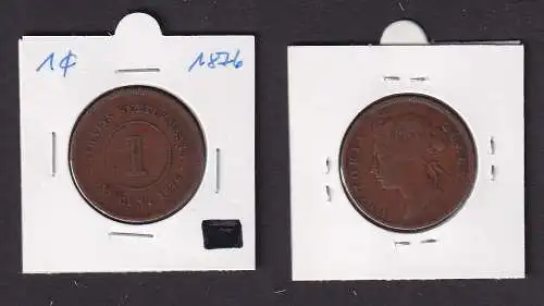1 Cent Kupfer Münze Straits Settlements 1876 Victoria (167986)
